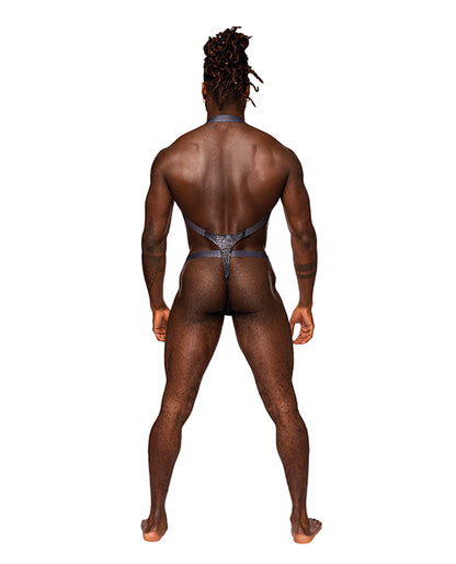 Snaked Metallic Coated Shoulder Sling Harness Thong by Comme Ci Comme Ca
