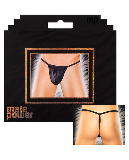 Male Power Nylon Lycra Pouch Thong Black O/S