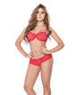 Lace Rouched Top And Panty Red