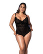 Shadow Strip & Lace Teddy W/hook & Eye Closure Black