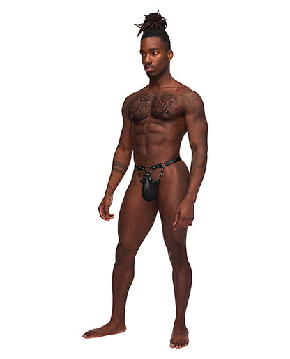 Fetish Jouster Nylon & Spandex Front Ring G-string Black by Comme Ci Comme Ca
