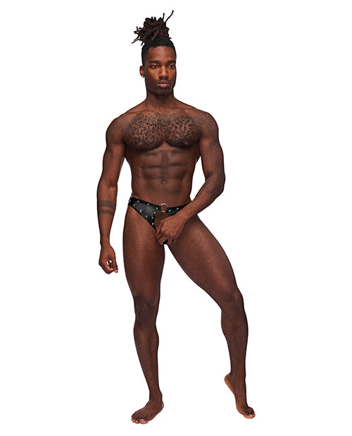 Fetish Cyclops Nylon Spandex Pouchless Jock Strap Black