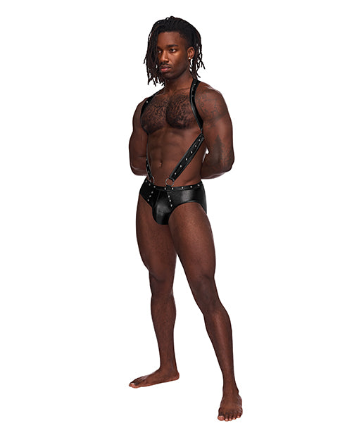 Fetish Uranus Nylon Spandex Moonshine Harness Brief Black by Comme Ci Comme Ca