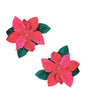 Neva Nude Poinsettia Glitter Flower Pasties - Red/Green O/S