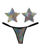 Neva Nude Naughty Knix Mirrored Mayhem Holographic G-String & Pasties - Black O/S