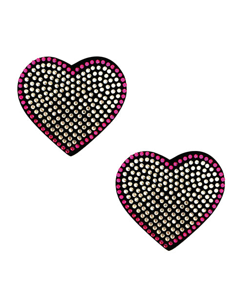 Neva Nude Burlesque Heart N' Soul Crystal Heart Pasties - Pink/Clear O/S