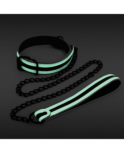 GLO Bondage Collar & Leash - Glow in the Dark