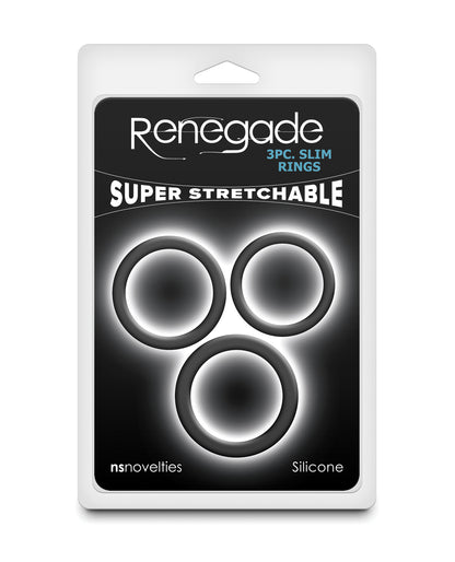 Renegade Slim Cock Rings - Black, 3 pc Set by Ns Novelties INC