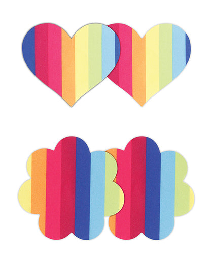 Pretty Pasties Pride Heart & Flower Rainbow - 2 Pair