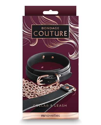 Bondage Couture Collar & Leash - Black by Ns Novelties INC