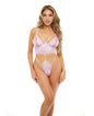 Zoe Peek A Boo Soft Cup Lace Teddy W/g-string Back Lavendula