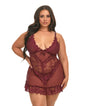 Valentine Lacey Babydoll w/G-String - Zinfandel