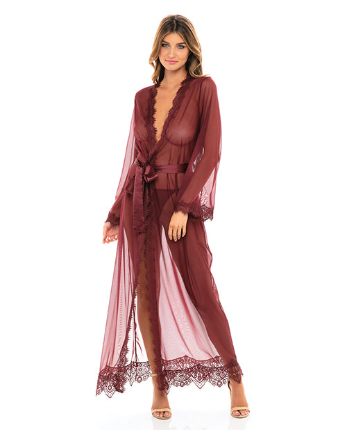 Provence Eyelash Lace Floor Length Robe Zinfandel