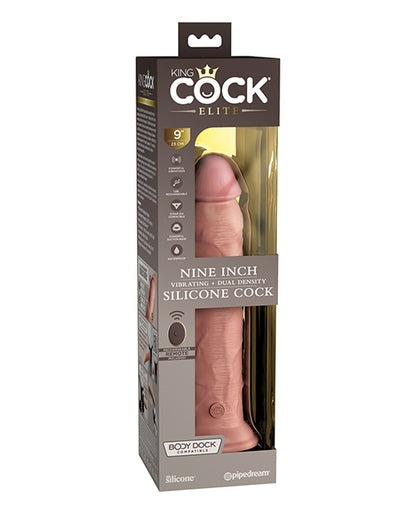 King Cock Elite 9" Dual Density Vibrating Silicone Cock W/remote by Pipedream Products