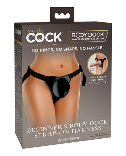 King Cock Elite Beginner's Body Dock Strap On Harness - Black