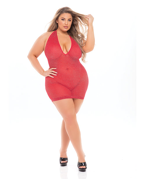 Pink Lipstick Love Bite Plunge Halter Dress (fits Up To 3x) Qn