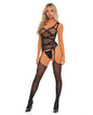 Pink Lipstick On Level High Criss Cross Bodystocking Black O/S