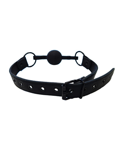 Rouge Leather Ball Gag - Black with Black