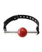 Rouge Leather Ball Gag with Stainless Steel Rod and Removable Ball - Black with Red by Rouge Group Ltd