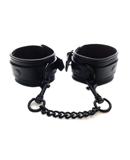 Rouge Leather Ankle Cuffs - Black with Black by Rouge Group Ltd