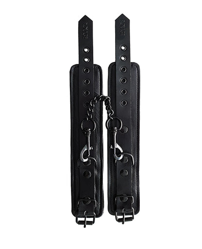 Rouge Leather Ankle Cuffs - Black with Black by Rouge Group Ltd