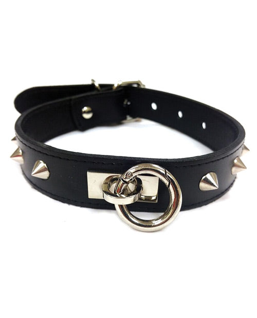 Rouge Leather O Ring Studded Collar by Rouge Group Ltd
