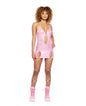 Metallic Iridescent Dress w/Attached Leg Straps - Pink