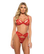 Baroque Heart Embroidered Lace 2 pc Set - Red