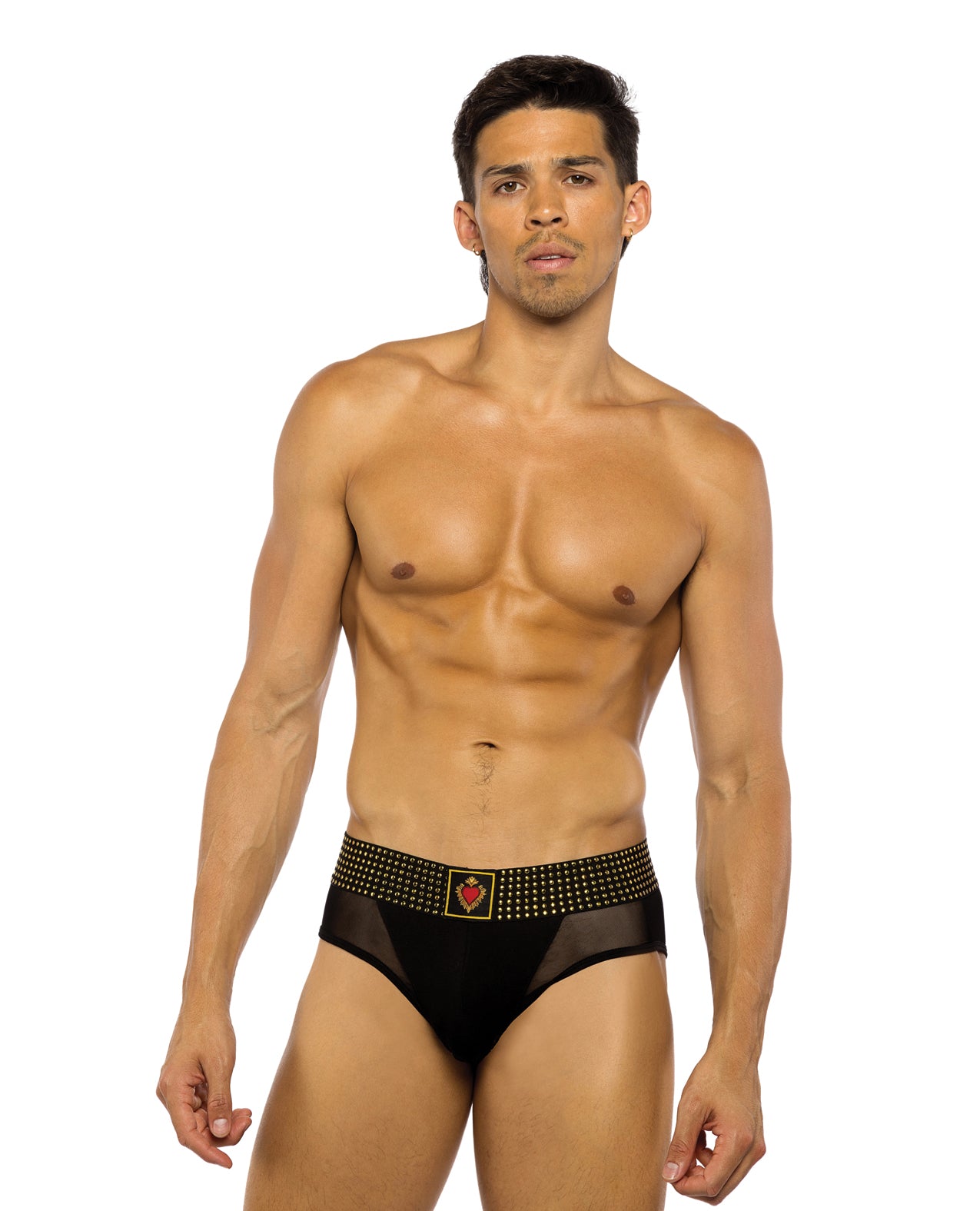 Sacred Heart Briefs w/Studded Elastic Waist Band - Black