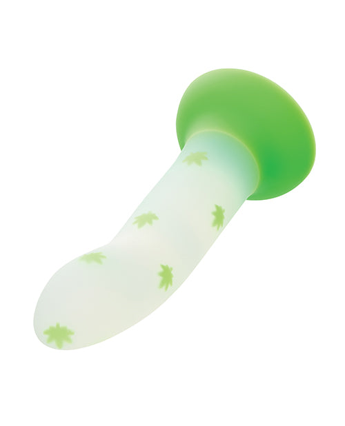 Glow Stick Leaf Suction Cup Glow-in-the-Dark Dildo - Green