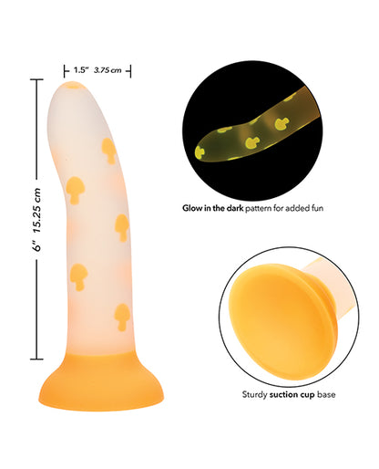 Glow Stick Mushroom Suction Cup Glow-in-the-Dark Dildo - Orange