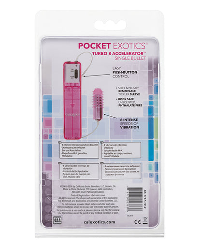 Pocket Exotics Turbo 8 Accelerator Single Bullet - Pink