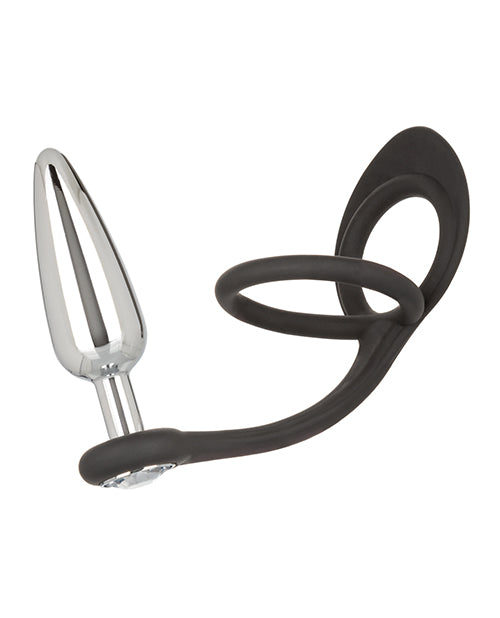 Star Fucker Slim Gem Plug w/Silicone Enhancer - Black by California Exotic Novelties