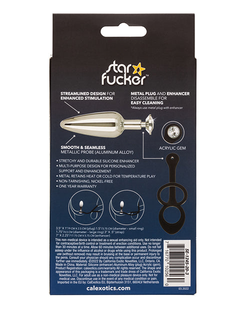 Star Fucker Slim Gem Plug w/Silicone Enhancer - Black by California Exotic Novelties
