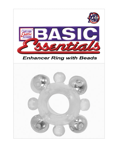 Basic Essentials Enhancer Ring w/Beads - Clear by California Exotic Novelties