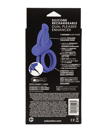 Couples Enhancers Silicone Rechargeable Dual Pleaser Enhancer - Blue