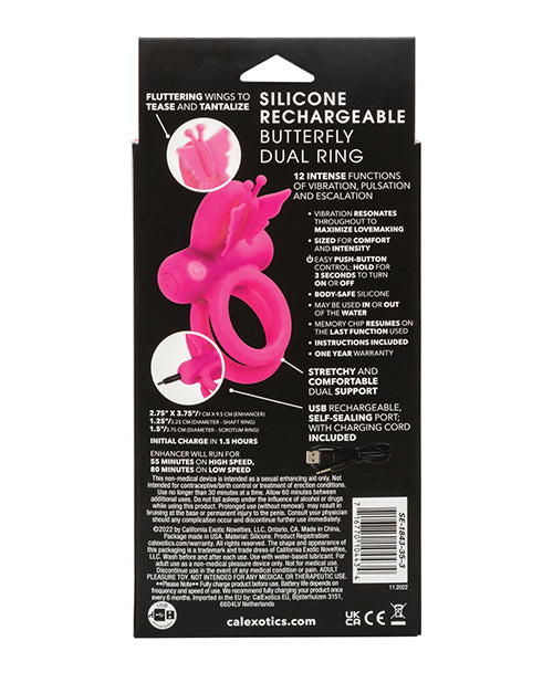 Silicone Rechargeable Butterfly Dual Ring by California Exotic Novelties