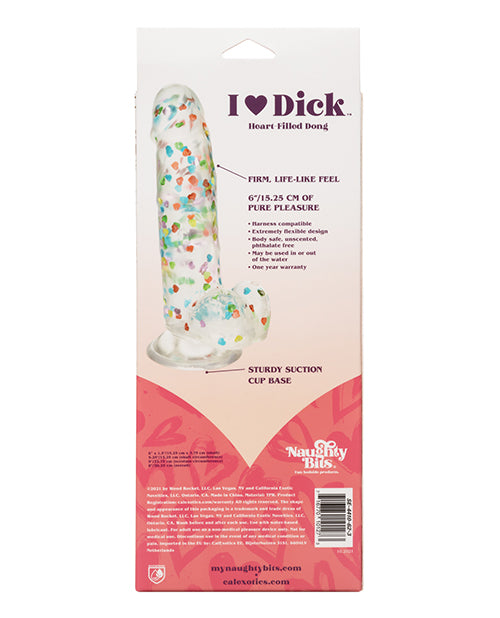 Naughty Bits I Love Dick Heart Filled Dong - Multicolor by California Exotic Novelties