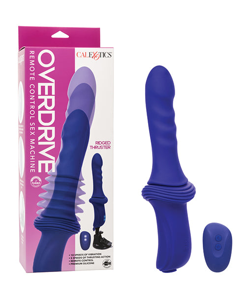 Overdrive Ridged Shaft Remote Control Sex Machine - Blue