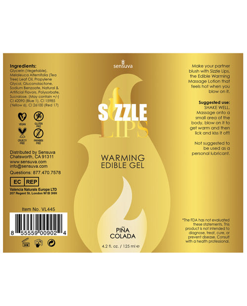 Sensuva Sizzle Lips Warming Gel - 4.2 Oz