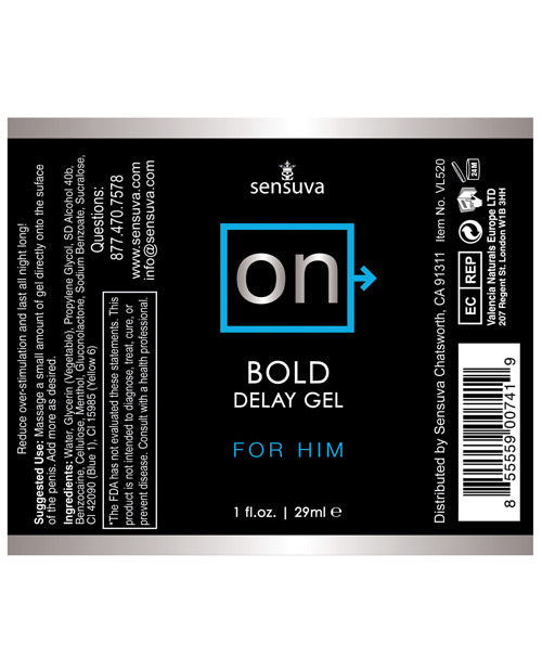 ON for Him Bold Delay Gel - 1 oz by Sensuva Valencia Naturals
