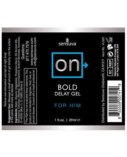 ON for Him Bold Delay Gel - 1 oz by Sensuva Valencia Naturals