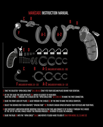 Shots Man Cage Chastity 3.5" Cock Cage w/Plug Model 10 - Clear