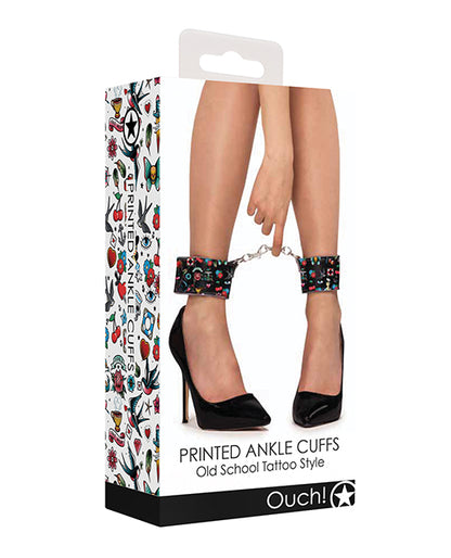 Shots Ouch Old School Tattoo Style Printed Ankle Cuffs- Black by Shots America LLC