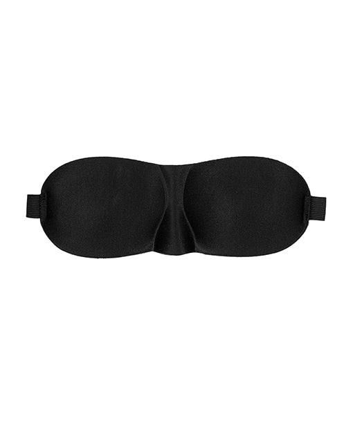 Shots Ouch Black & White Satin Curvy Eye Mask w/Elastic Straps - Black