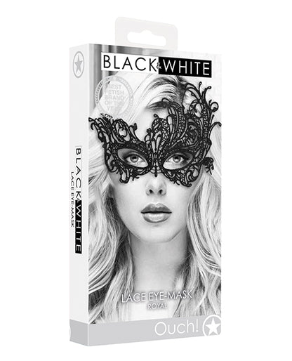 Shots Ouch Black & White Lace Eye Mask