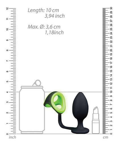Shots Ouch Butt Plug w/Cock Ring & Ball Strap - Glow in the Dark by Shots America LLC