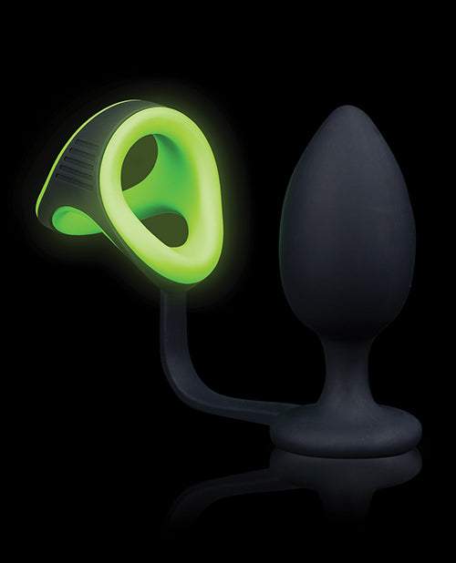 Shots Ouch Butt Plug w/Cock Ring & Ball Strap - Glow in the Dark by Shots America LLC