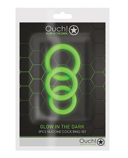 Shots Ouch 3 pc Cock Ring Set - Glow in the Dark by Shots America LLC