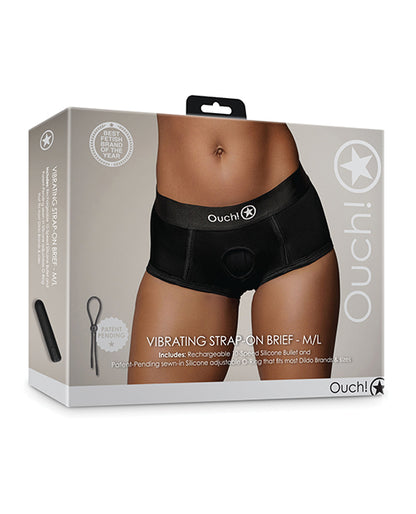 Shots Ouch Vibrating Strap On Brief - Black